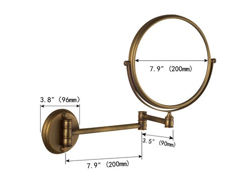 Antique Brass Bathroom Shaving Beauty Makeup Magnify Mirror Dual Side mba627 - Picture 3 of 6