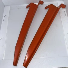 2 US Military ARMY ORANGE Shelter Half Pup Tent Stakes 9" Aluminum VGC