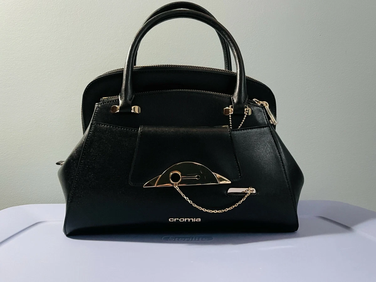 Cromia leather three compartment frame Satchel bag made in Italy