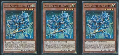 YU GI OH 3x NEO SEEPFERD KAISER  SDWD-DE004 SUPER RARE 1.AUFLAGE