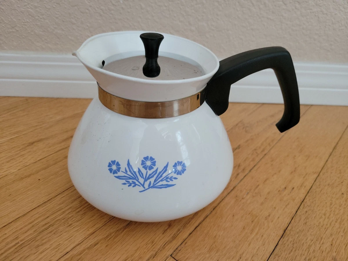 Corningware, Kitchen, Vintage Blue Flower Corning Ware 6 Cup Coffee Pot