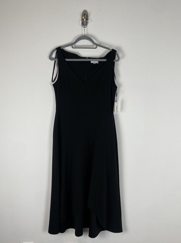 Nwt Calvin Klein A-Line High Low Dress Size 10 Women Black Sleeveless V-Neck