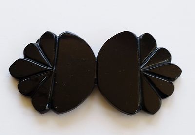 Vintage Buckles - 1950's Black French Casein Double Buckle