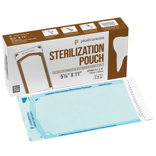 5.25" x 10" Self-Sealing Sterilization Pouches for Autoclave (Choose Quantity) - product listing photo