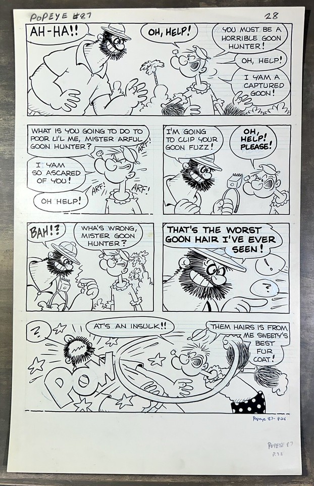 Bud Sagendorf Original Popeye The Sailor #87 Comic Book Interior Page 28 Art Comic Art