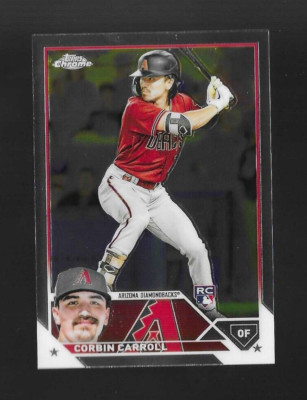 Rc Card Back CORBIN CARROLL 2023 Topps Chrome ROOKIE #95 RC HIGH GRADE D'BACKS CARD ...