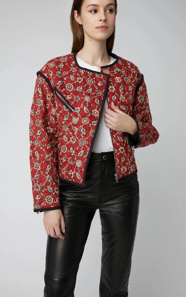 Isabel Marant Etoile Manae Quilted Jacket In Red S 36 Women's Winter NWT 35850 - Image 2 of 4