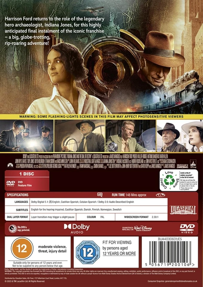 INDIANA JONES and the DIAL OF DESTINY New Region 4 DVD - Image 2 of 2