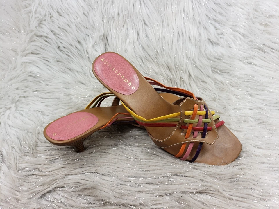 APOSTROPHE Ely Mine Multicolor Slide On Casual Heels Sandals Size 7 Foto 3 de 4