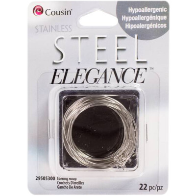 Stainless Steel Elegance Beads & Findings-Earring Hoops 22/Pkg, SS29505-300