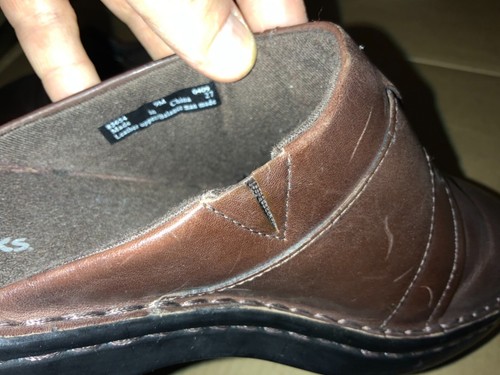 Zoccoli donna Clarks mules in pelle marrone fibbia slip on taglia 9M - Foto 5 di 5