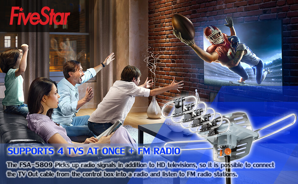 990 mile HDTV 1080P Outdoor Amplified Digital TV Antenna Rotor 360° UHF/VHF Home