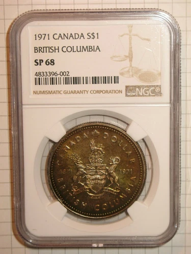 Canada 1971 S $1 Dollar Silver, British Columbia, NGC SP 68