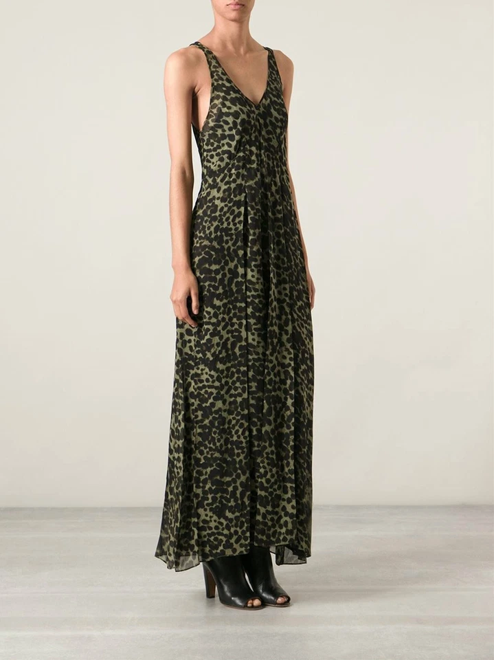 NWT ISABEL MARANT ETOILE Cassidy Leopard Dress SZ 38 Chiffon Maxi WITH SLIP