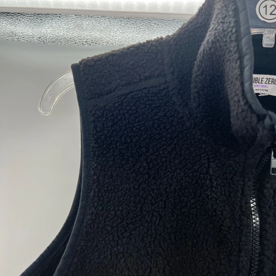 Double Zero Fleece Vest Womens Size Small Black Full Zip Collared Zip Pockets - Image 4 of 4