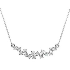 Natural Round Cut GH SI Diamonds 18" Necklace For Engagement in 14K White Gold