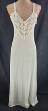 Vintage 50's 100 Nylon lace long nightgown peignoir M White Cream UNION TAG USA