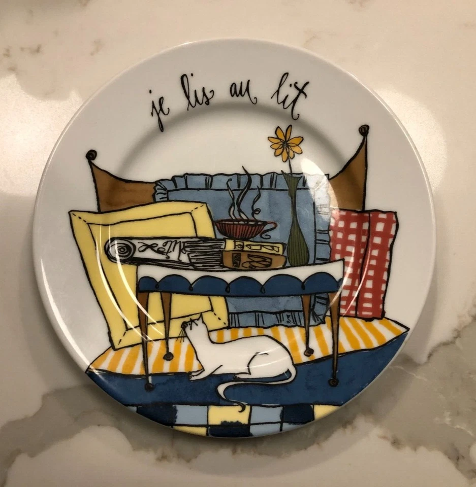 Platos de almuerzo o postre de ensalada de gato francés Pottery Barn 7 3/4 pulgadas - Juego de 3 Foto 3 de 4