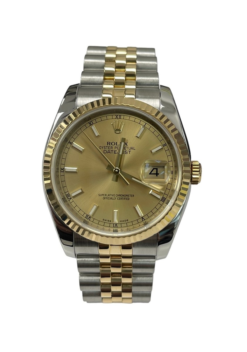 Rolex Date Just 36MM 18K Champagne Dial Factory 116233 | eBay