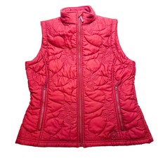 Isis Quilted Vest Jacket Womens 12 Burgundy Full Zip Logo Star Print Art To Wear