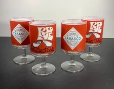 Tabasco Red Eye Bloody Mary Glasses Stemmed Goblets Vintage Set of 4 Hot Sauce