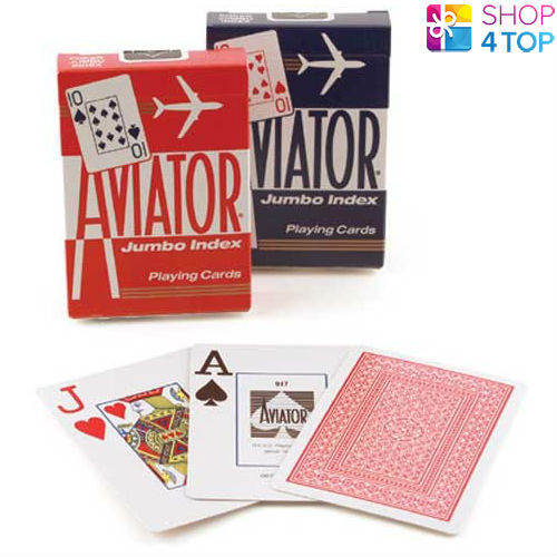 2 DECKS AVIATOR JUMBO INDEX DECK POKER PLAYING CARDS 1 RED 1 BLUE USPCC NEW