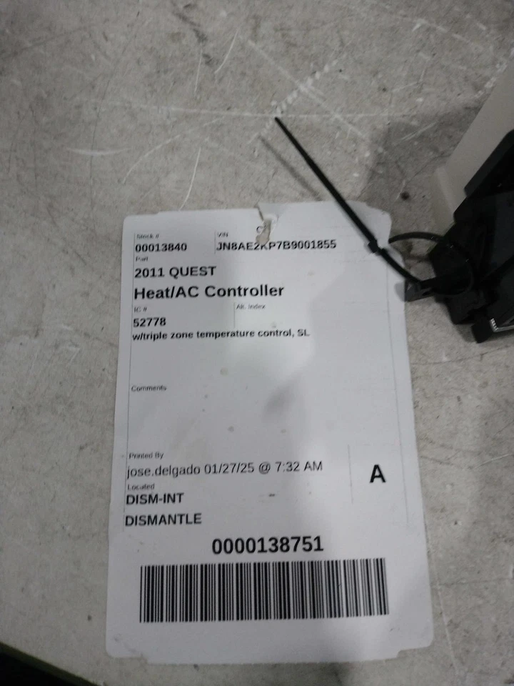 Interruptor selector de aire acondicionado usado se adapta a: Nissan Quest 2011 con control de temperatura de triple zona Foto 2 de 4