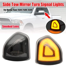 2X LED Smoked For Dodge Ram 1500 2500 3500 Side Tow Mirror Turn Signal Lights