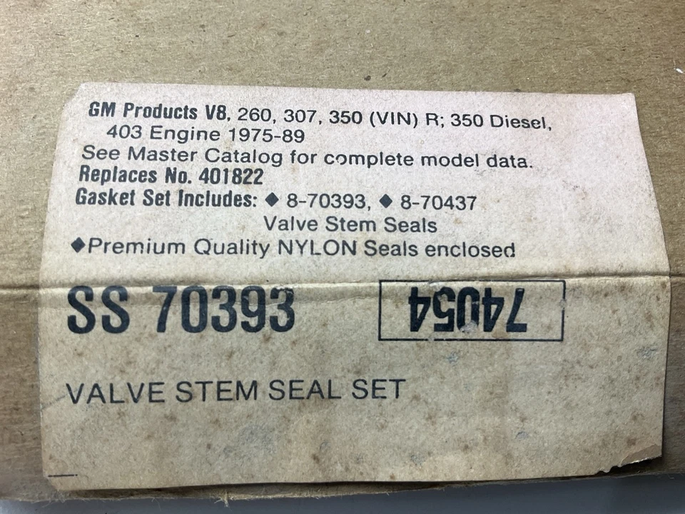 Juego de sellos de vástago de válvula de motor Fel-Pro SS 70393 - Oldsmobile 260 307 350 403 V8 Foto 3 de 3