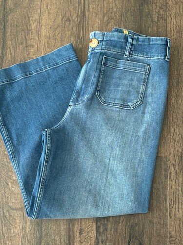 Jeans blu Anthropologie Maeve The Colette cropped gamba larga vita alta taglia 31