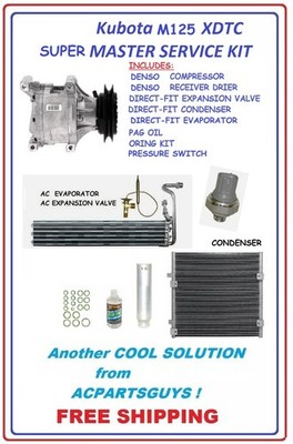 AC SUPER MASTER SERVICE KIT for Kubota M125 SCSA06C DENSO Compressor & Drier