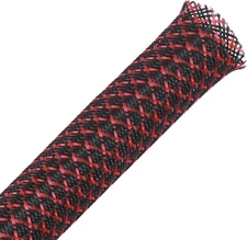 25ft - 1/4 inch PET Expandable Braided Sleeving – BlackRed – Alex Tech Braid