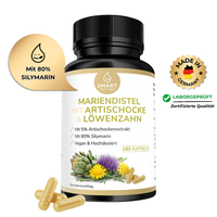 Mariendistel Artischocke LöWenzahn Komplex - 180 Kapseln & 80% Silymarin 200 Mg