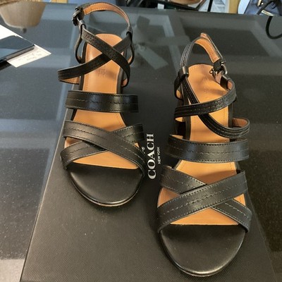 COACH - TERRI SEMI MATTE CALF Leather,  Black  Size 6.5, 2.25  Block Heel, EUC
