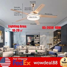 52 Inch Vintage Ceiling Fan Smart WiFi LED Light Industrial Chandelier + Remote
