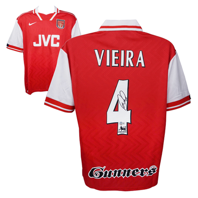 Patrick Vieira Signed Arsenal FC Home Soccer Jersey #4 with