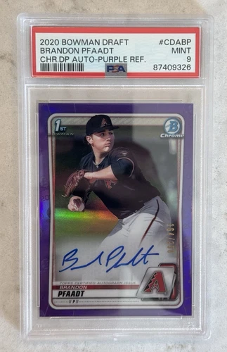 2020 Bowman Chrome 1st Brandon Pfaadt Purple Refractor Auto Mint PSA 9 #/250 RC