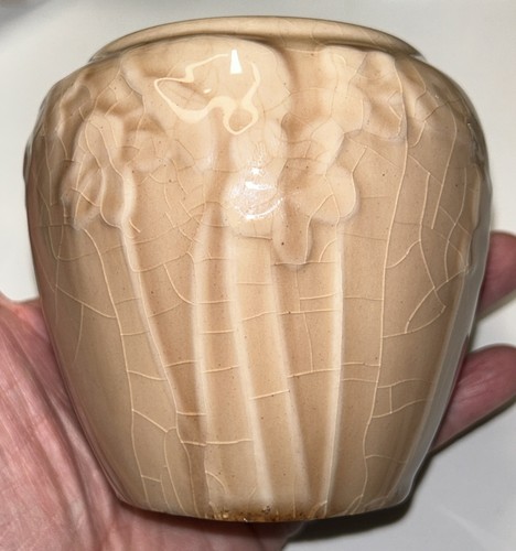 Rookwood High Gloss Brown Violets Vase- Crackle Glass Glaze c. 1940's- NICE!
