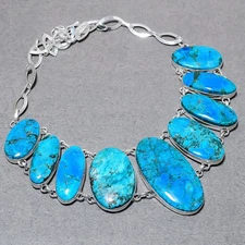 Tibetan Turquoise Oval Shape Gemstone Handmade Gift Jewelry Necklace 18" SR 3374