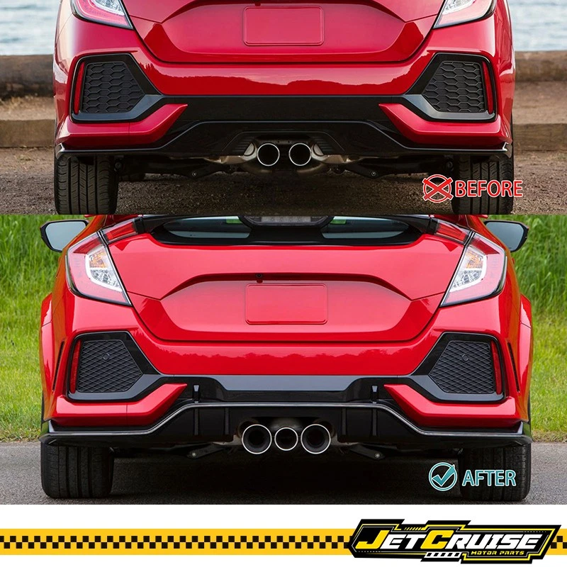 Fits 17-21 Honda Civic Hatchback Rear Bumper Garnish Convert to Type R Look - PP - Imagem 2 de 4