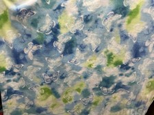 Butterflies Blue Green Pastel Fleece Fabric, 60 Wide, Sold By The Yard
