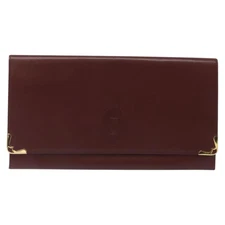 Cartier Must De Cartier Burgundy Leather Clutch Bag Authentic