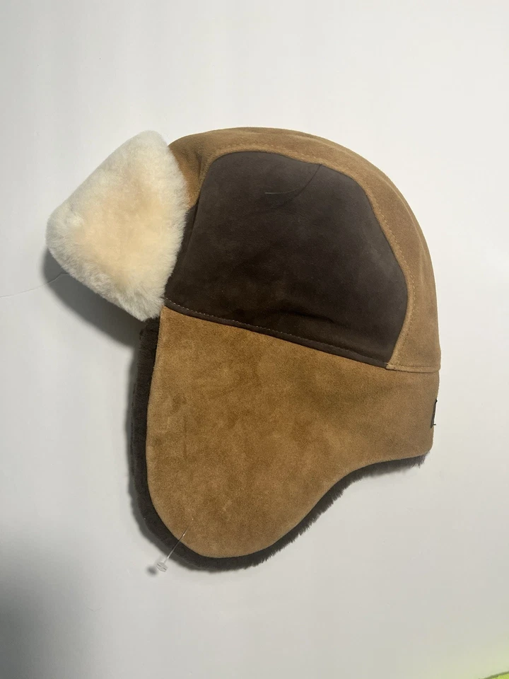 Sombrero de aviador de piel de oveja UGG bloque de colores forrado de lana invierno cálido gorra niños 4-6 Foto 4 de 4