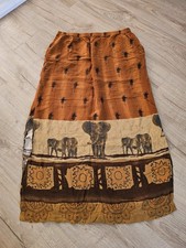 Vintage 90s  Boho Hippie Elephant Print Maxi Skirt  Hippie Festival