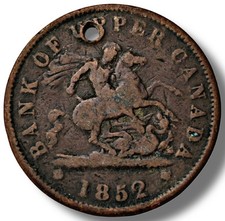 1852 Bank of Upper Canada Large Cent One Penny Token NP0367