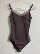 Chacott Ballet Leotard Brown Mesh Cross Chest Open Back Dancewear