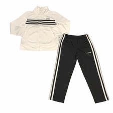 Adidas Little Boys Full Zip Track Jacket  Pants Set Size 4 Black White 3 Stripe