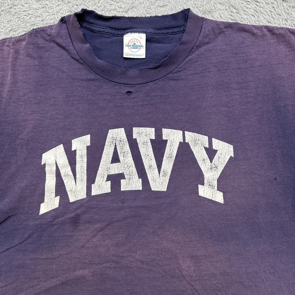 Camiseta De Colección Años 90 Marina de los Estados Unidos Sin Mangas XL Desteñida Delgada Burn Out Thrashed Delta EE. UU. Foto 3 de 4