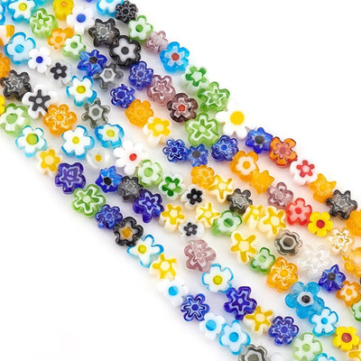 about 264~330 Pcs Millefiori Lampwork Glass Beads 3.7~5.6Mm Handmade Flower Mill