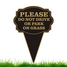 Double Sided Yard Sign,Do Not Drive or Park on Grass Sign with Stake   10"